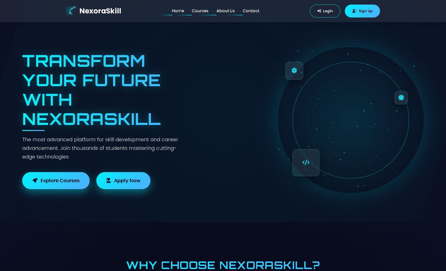 NexoraSkill student registration interface