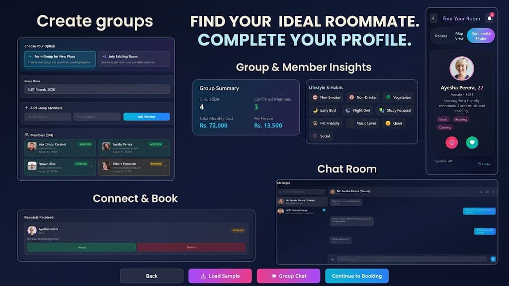 BoardingBook Roommate Finder UI
